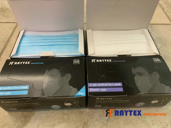 Raytex 11031 3-слойная нетканая маска для лица с ушной петлей, доступна прямо с завода.